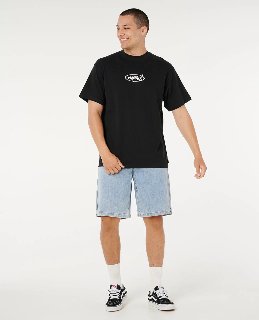 RIP CURL RIP SCRIPT TEE MENS CASUAL SURF LOGO T-SHIRT – BLACK