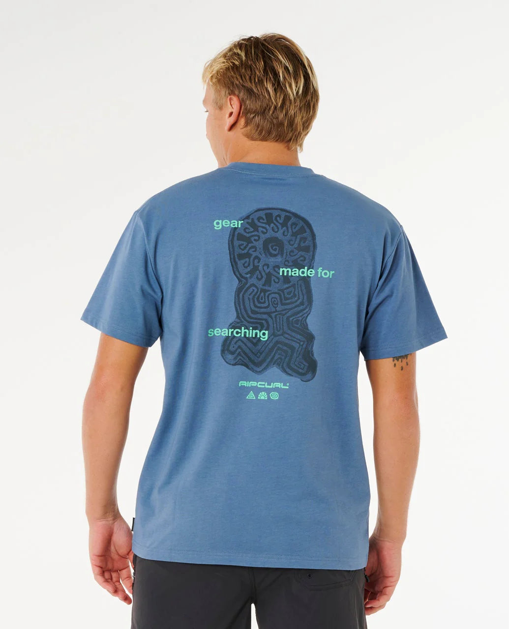 RIP CURL SEARCH SUNDIAL LOOSE T-SHIRT MENS OVERSIZED SURF TEE RELAXED FIT BLUEFIN