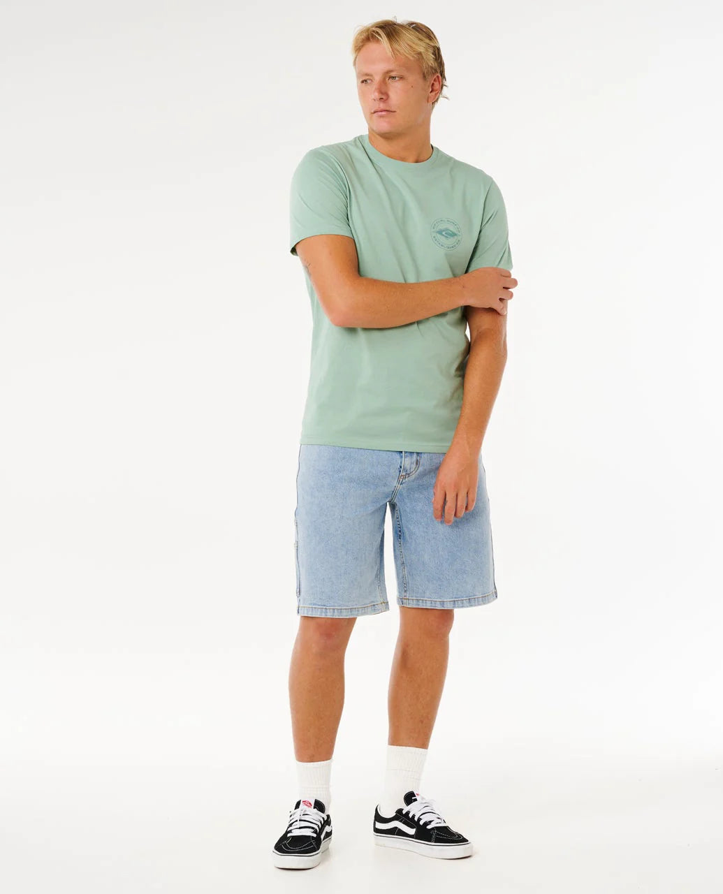 RIP CURL STAPLE T-SHIRT MENS BASIC SURF TEE EVERYDAY ESSENTIAL ALOE