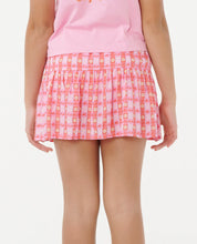 RIP CURL SUNSET CHECK SKORT – KIDS – PINK COTTON PLAID RELAXED FIT SHORT SKIRT