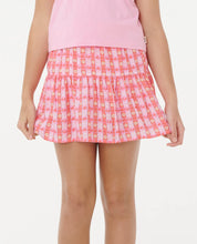 RIP CURL SUNSET CHECK SKORT – KIDS – PINK COTTON PLAID RELAXED FIT SHORT SKIRT