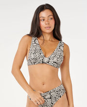 RIP CURL SUNSET JACQUARD DEEP V BIKINI TOP – WOMENS LUXE SWIMWEAR IN BLACK
