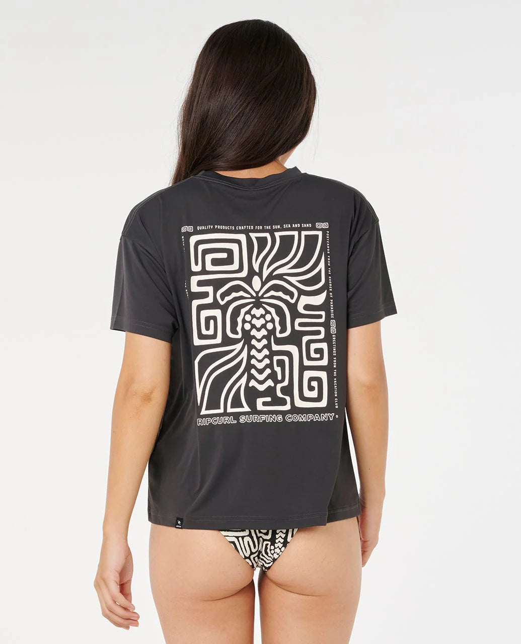 RIP CURL SUNSET LUAU SHORT SLEEVE SURF LITE – MENS PERFORMANCE SURF TOP WASHED BLACK