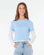 RIP CURL SUNSHINE SQUAD LONG SLEEVE TEE KIDS T SHIRT SKY BLUE