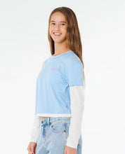 RIP CURL SUNSHINE SQUAD LONG SLEEVE TEE KIDS T SHIRT SKY BLUE