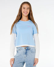 RIP CURL SUNSHINE SQUAD LONG SLEEVE TEE KIDS T SHIRT SKY BLUE