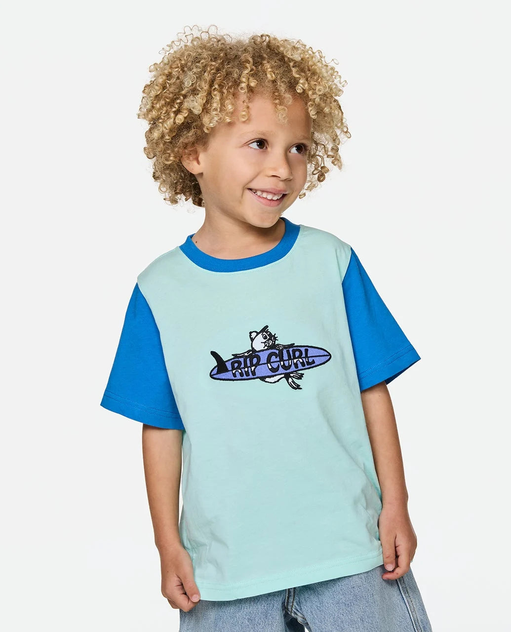 RIP CURL SURF CHECK ART TEE - KIDS – LIGHT AQUA