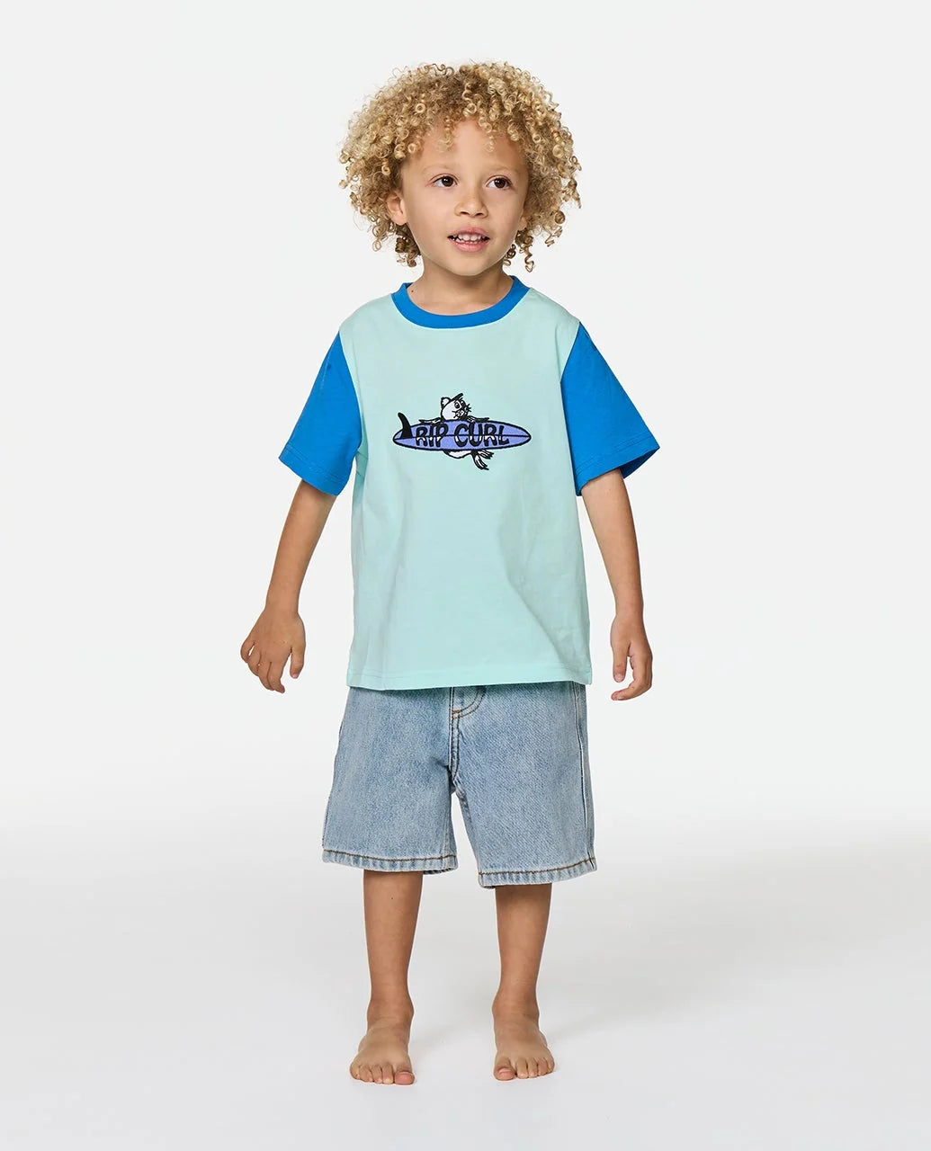 RIP CURL SURF CHECK ART TEE - KIDS – LIGHT AQUA