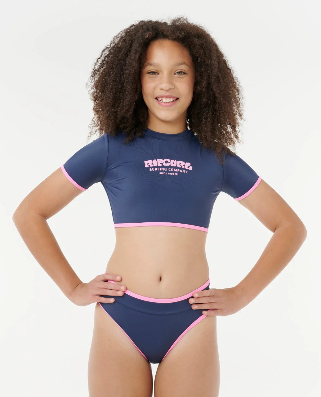 RIP CURL SURF PUFF BIKINI – KIDS – NAVY FULL COVERAGE TWO-PIECE SWIM SET