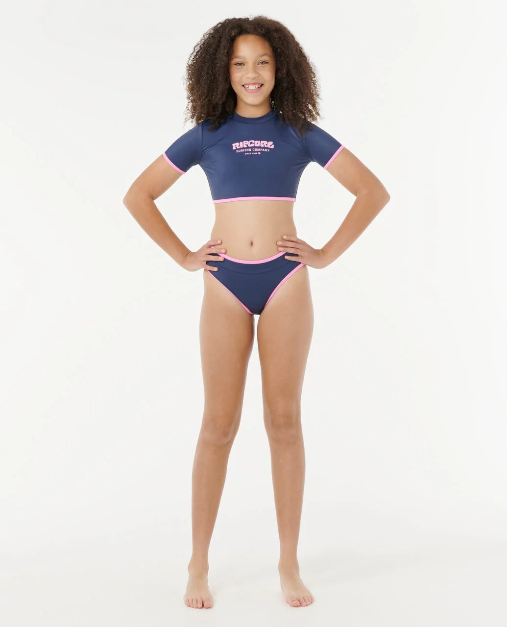 RIP CURL SURF PUFF BIKINI – KIDS – NAVY FULL COVERAGE TWO-PIECE SWIM SET