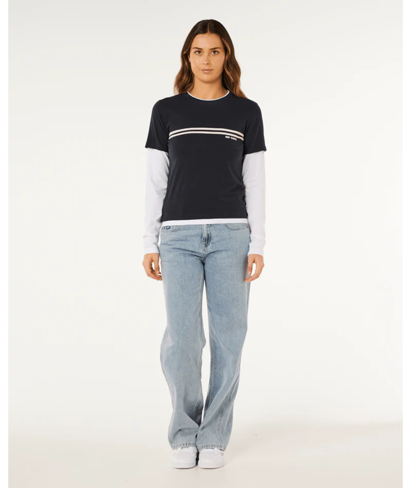 RIP CURL SURF REVIVAL LAYERED LS TEE –  DARK NAVY