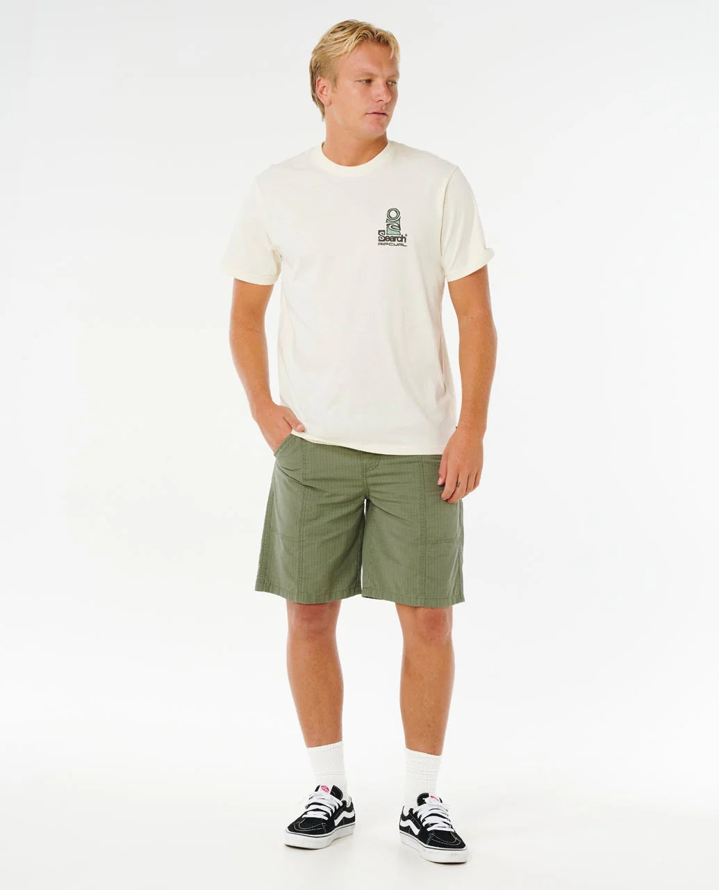 RIP CURL VAPORCOOL SEARCH STACK T-SHIRT MENS PERFORMANCE SURF TEE BONE