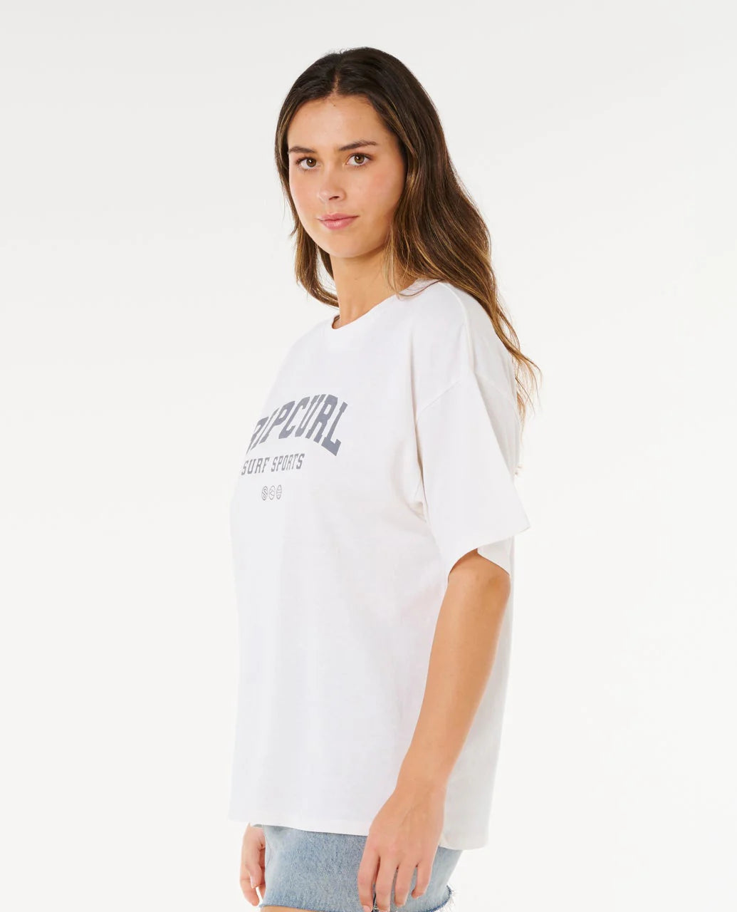RIP CURL VARSITY SPORTS HERITAGE T-SHIRT WOMENS SURF GRAPHIC TEE BONE