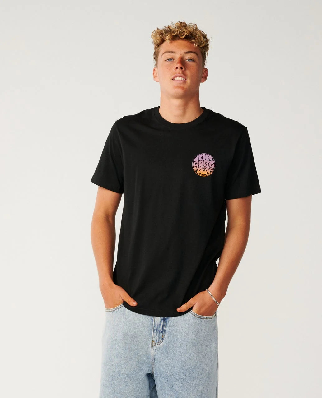 RIP CURL WETTIE PASSAGE ICON STANDARD TEE - BLACK