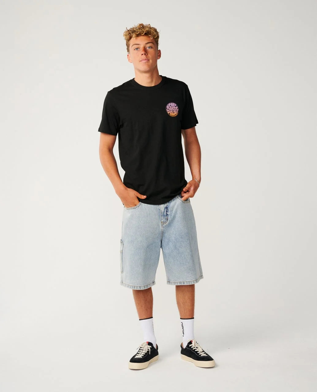 RIP CURL WETTIE PASSAGE ICON STANDARD TEE - BLACK