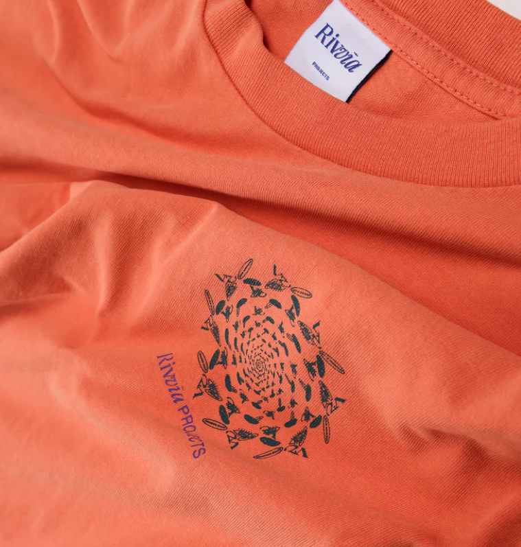 RIVVIA DIMENSION T SHIRT ORANGE WASH 200GSM MENS SURF GRAPHIC TEE