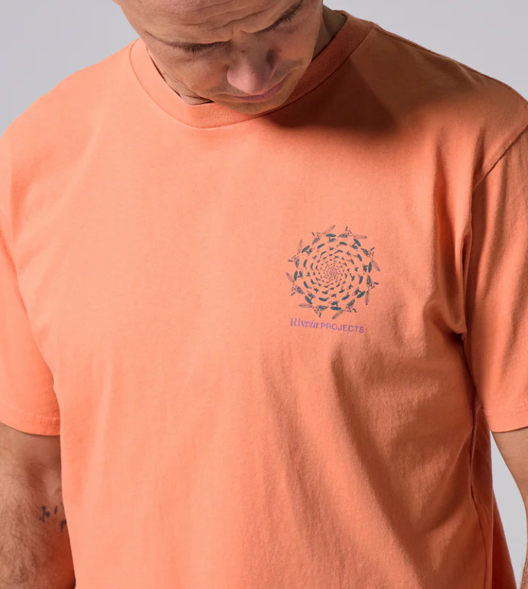 RIVVIA DIMENSION T SHIRT ORANGE WASH 200GSM MENS SURF GRAPHIC TEE