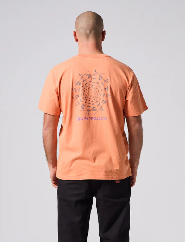 RIVVIA DIMENSION T SHIRT ORANGE WASH 200GSM MENS SURF GRAPHIC TEE