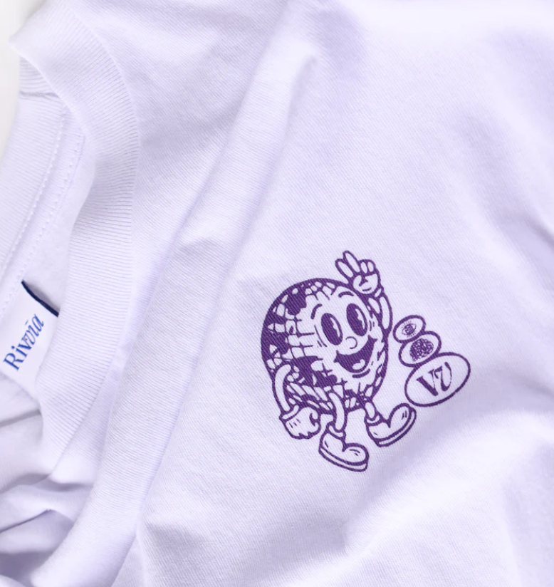 RIVVIA HAPPY GLOBE T SHIRT WHITE 200GSM UNISEX SURF GRAPHIC TEE