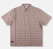 RIVVIA VV CHECK SS SHIRT BROWN MENS COTTON COASTAL SHORT SLEEVE SHIRT