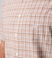 RIVVIA VV CHECK SS SHIRT BROWN MENS COTTON COASTAL SHORT SLEEVE SHIRT