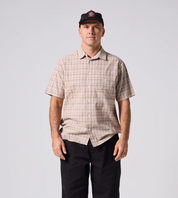 RIVVIA VV CHECK SS SHIRT BROWN MENS COTTON COASTAL SHORT SLEEVE SHIRT