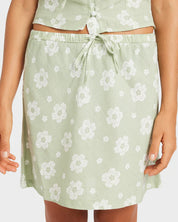 ROXY BLOSSOM BIAS WOMENS MINI SKIRT SAGE SUMMER BEACH RESORT FLOWY FIT