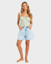 ROXY BLOSSOM WOMENS TANK TOP SAGE LIGHTWEIGHT SUMMER BEACH RESORT STYLE