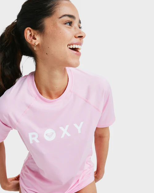 ROXY ESSENTIAL WOMENS RASH VEST BONBON SURF SWIM UV PROTECTION TOP