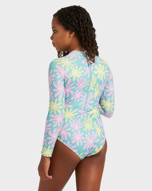 ROXY GIRLS 8–16 FLOWER LOVER ONE PIECE RASH VEST – COASTAL SHADE FLIPPER