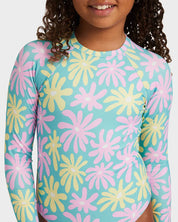 ROXY GIRLS 8–16 FLOWER LOVER ONE PIECE RASH VEST – COASTAL SHADE FLIPPER