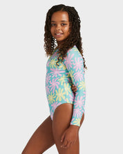 ROXY GIRLS 8–16 FLOWER LOVER ONE PIECE RASH VEST – COASTAL SHADE FLIPPER