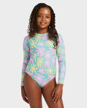 ROXY GIRLS 8–16 FLOWER LOVER ONE PIECE RASH VEST – COASTAL SHADE FLIPPER
