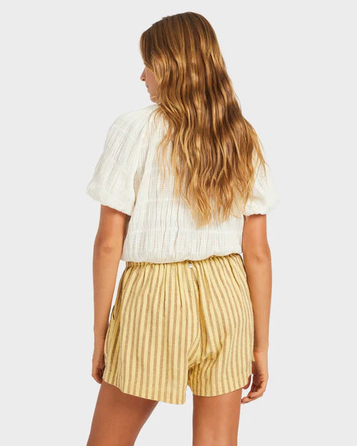 ROXY MERCADO STRIPE ELASTIC WAIST SHORTS – WOMENS RELAXED SUMMER SHORTS BUTTER
