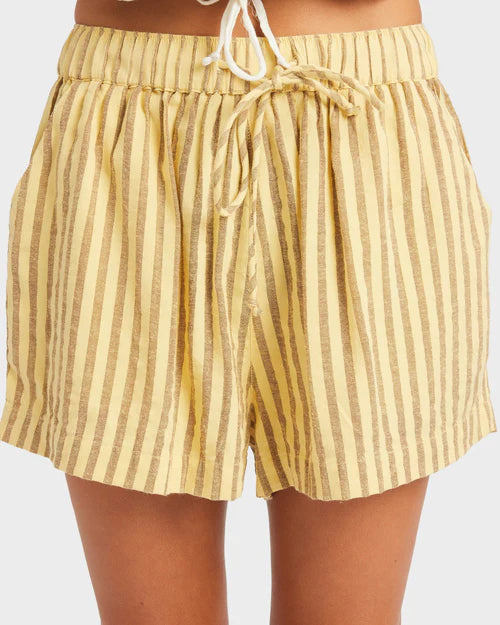 ROXY MERCADO STRIPE ELASTIC WAIST SHORTS – WOMENS RELAXED SUMMER SHORTS BUTTER