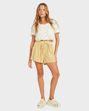 ROXY MERCADO STRIPE ELASTIC WAIST SHORTS – WOMENS RELAXED SUMMER SHORTS BUTTER
