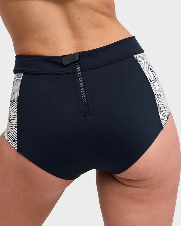 ROXY WOMENS PRO SURF MID WAIST CLASSIC BIKINI BOTTOM ANTHRACITE POPISCUS