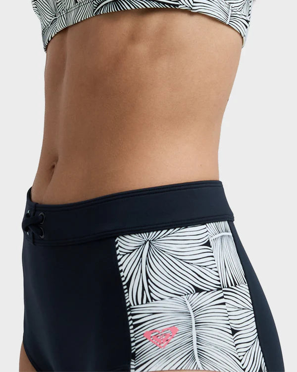 ROXY WOMENS PRO SURF MID WAIST CLASSIC BIKINI BOTTOM ANTHRACITE POPISCUS