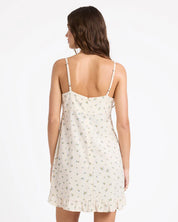 ROXY WOMENS IN BLOOM MINI DRESS BONE COASTAL SUMMER LIFESTYLE DAY DRESS