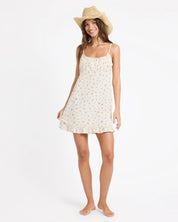 ROXY WOMENS IN BLOOM MINI DRESS BONE COASTAL SUMMER LIFESTYLE DAY DRESS