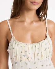 ROXY WOMENS IN BLOOM MINI DRESS BONE COASTAL SUMMER LIFESTYLE DAY DRESS