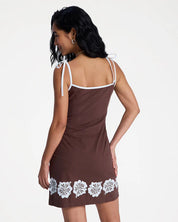 ROXY WOMENS NEW NOSTALGIA SOLID MINI DRESS FRENCH ROAST COASTAL DAY DRESS