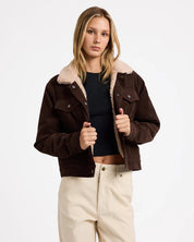RVCA ROY CORD SHERPA JACKET NUTMEG