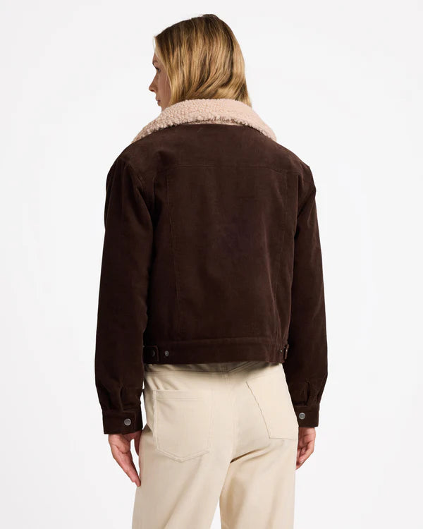 RVCA ROY CORD SHERPA JACKET NUTMEG
