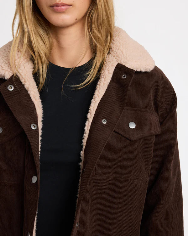 RVCA ROY CORD SHERPA JACKET NUTMEG