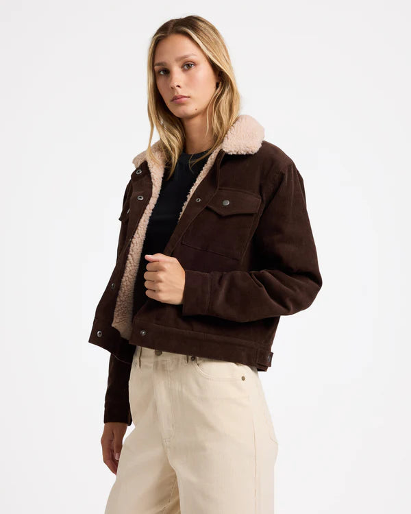 RVCA ROY CORD SHERPA JACKET NUTMEG