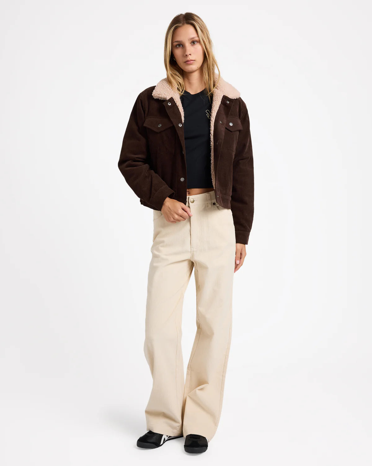 RVCA ROY CORD SHERPA JACKET NUTMEG