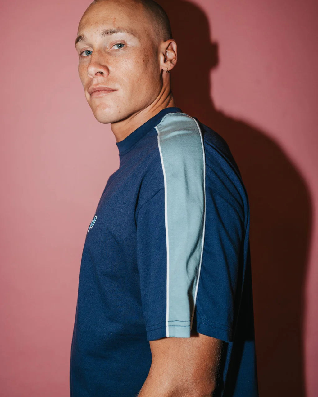 RUSTY ALONSO GRAPHIC PANEL TEE – MENS TWO TONE RETRO SURF T-SHIRT NAVY BLUE 2