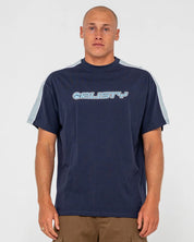 RUSTY ALONSO GRAPHIC PANEL TEE – MENS TWO TONE RETRO SURF T-SHIRT NAVY BLUE 2