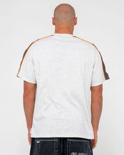 RUSTY ALONSO GRAPHIC PANEL TEE – MENS TWO TONE RETRO SURF T-SHIRT WHITE NAVY